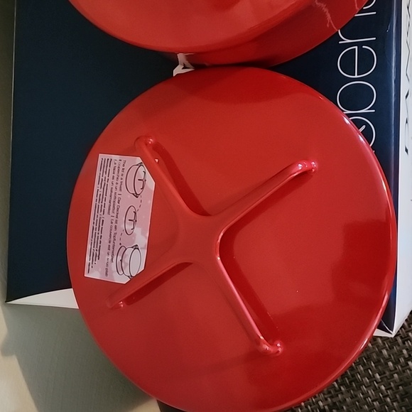 Dansk Red Kobenstyle Chili Red Enamel Pot W/ Trivet Lid NIB Lenox 2 Qt Vintage - Picture 6 of 14